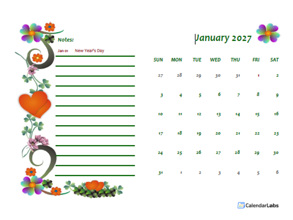 2027 Canada Calendar Free Printable Template