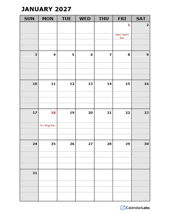 2027 Daily Planner Microsoft Word Template