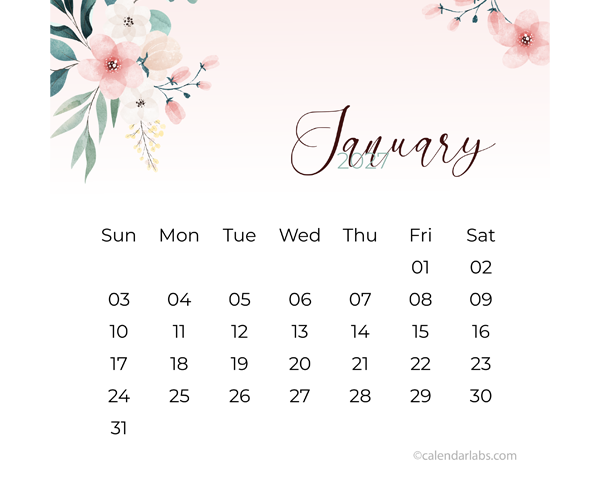 2027 Desk Calendar Cute Floral