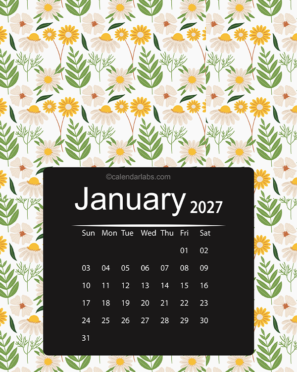 2027 Floral Printable Pattern Calendar