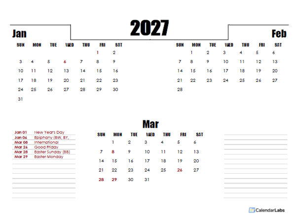 2027 Germany Quarterly Planner Template