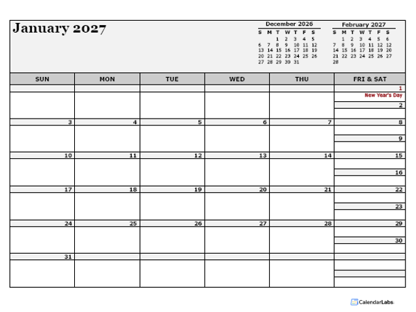 2027 Hong Kong Calendar For Vacation Tracking