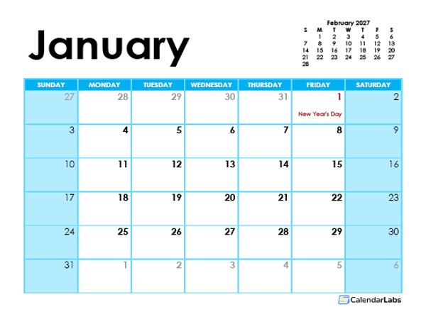 2027 Hong Kong Monthly Calendar Colorful Design