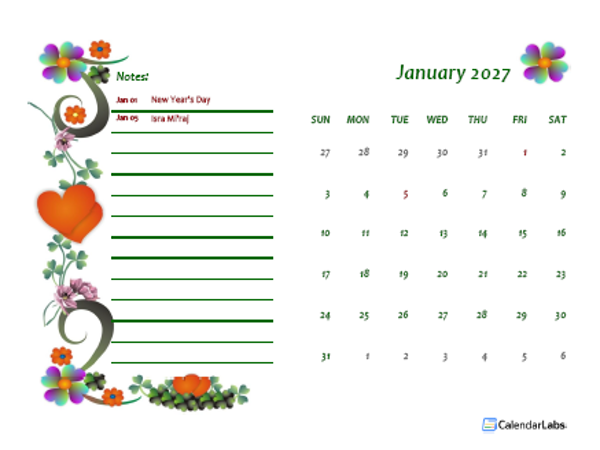 2027 Indonesia Calendar Free Printable Template