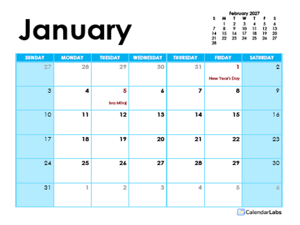 2027 Indonesia Monthly Calendar Colorful Design