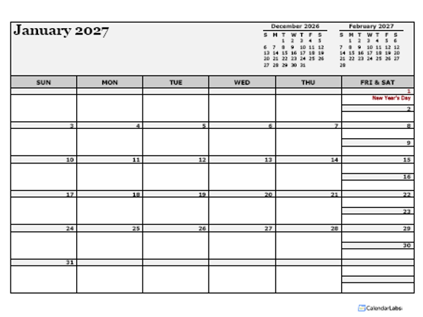 2027 Ireland Calendar For Vacation Tracking
