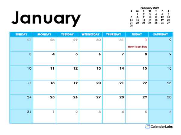 2027 Ireland Monthly Calendar Colorful Design