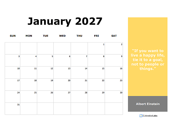 2027 Monthly Onenote Calendar With Quotes