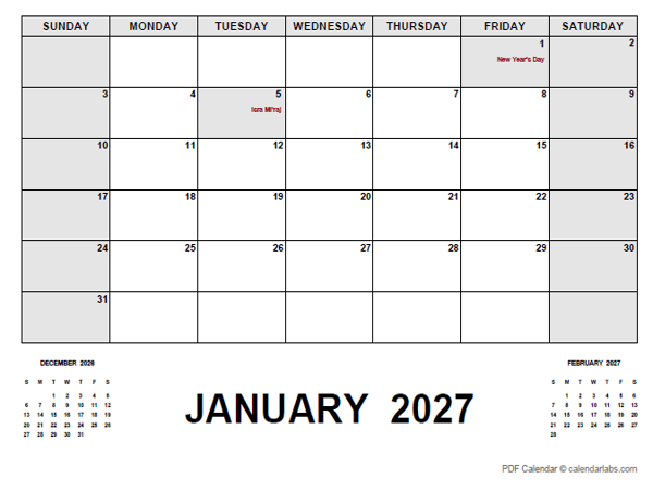 2027 Monthly Planner with Indonesia Holidays