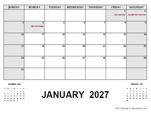 2027 Monthly Planner with New Zealand Holidays