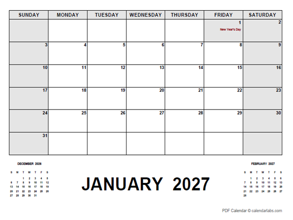 2027 Monthly Planner with Philippines Holidays