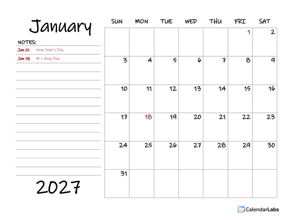2027 Monthly Schedule Word Template
