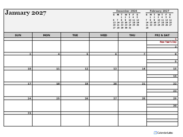 2027 Philippines Calendar For Vacation Tracking