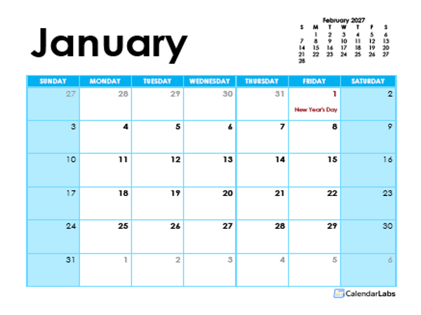 2027 Philippines Monthly Calendar Colorful Design