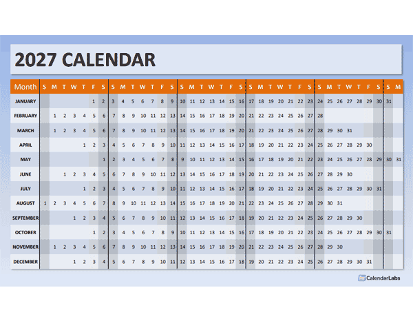 2027 Powerpoint Calendar Timeline