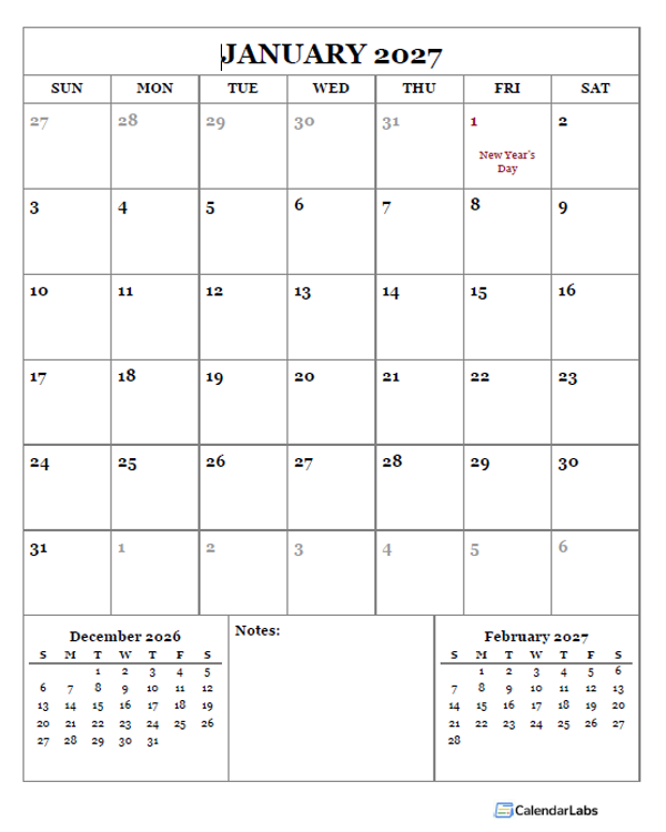 2027 Printable Calendar with France Holidays