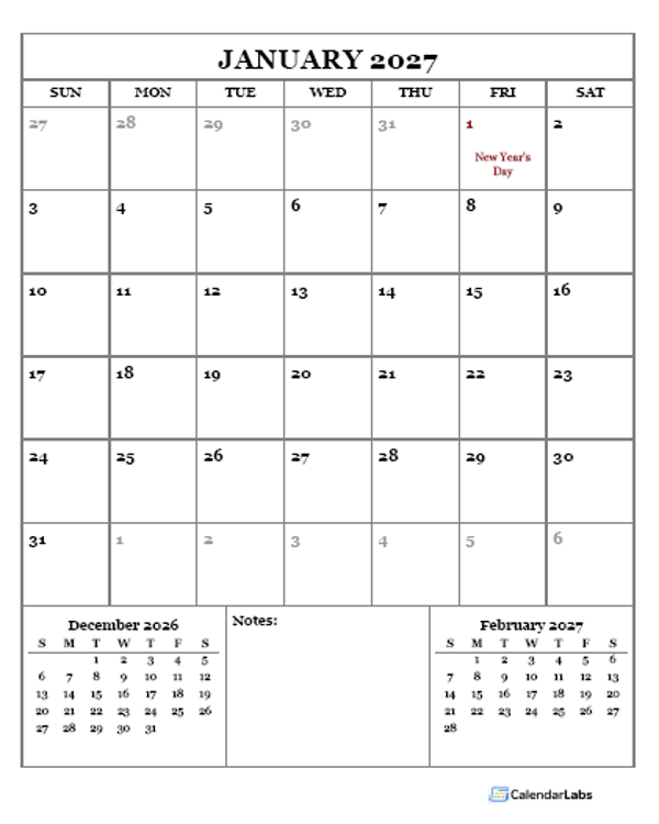 2027 Printable Calendar with Netherlands Holidays