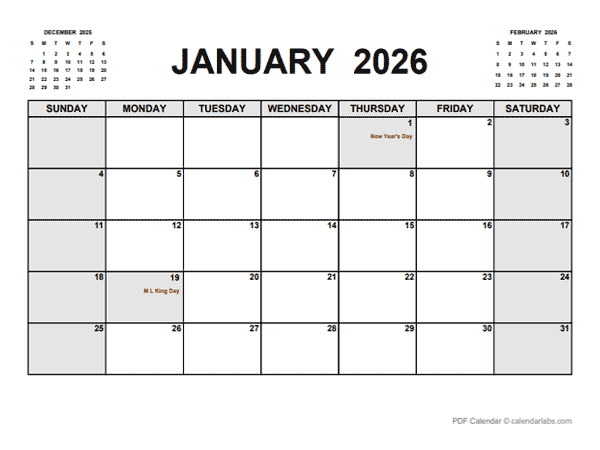 2027 Printable Calendar PDF