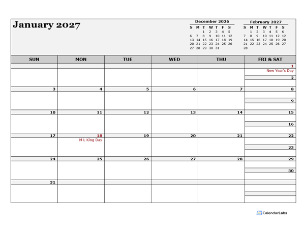 2027 Singapore Calendar For Vacation Tracking