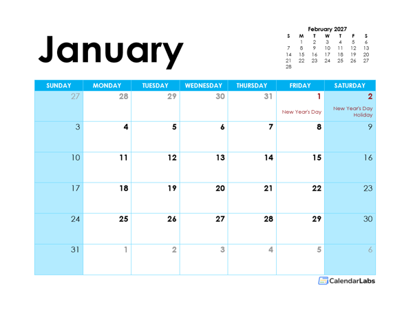 2027 Thailand Monthly Calendar Colorful Design
