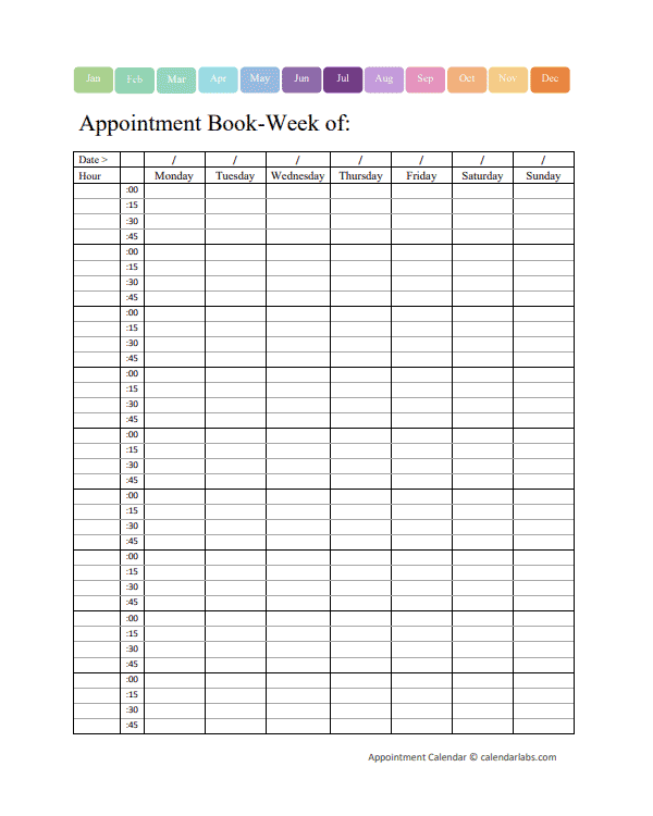 2027 Weekly Appointment Calendar Printable