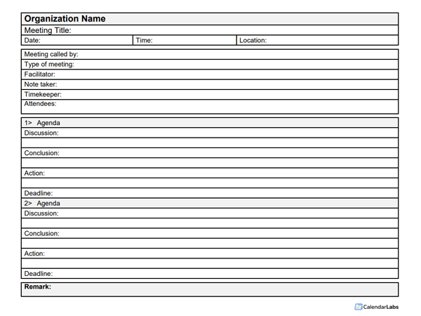 Business Meeting Minutes Templates