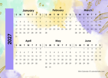 2-Page Mini Calendar 2027 Printable