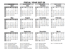 2027-28 Fiscal Year Calendar UK Template