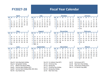2027-28 Fiscal Year Calendar Template UK