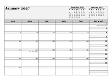 2027 Monthly Planner Template Landscape