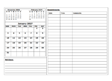 2027 Blank Appointment Calendar