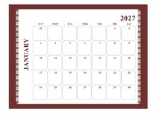 2027 Calendar Template Large Boxes