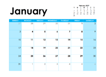 2027 Blank Calendar Colorful Design