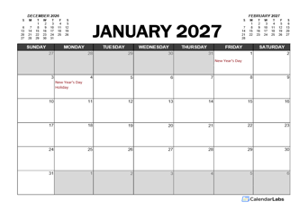 2027 Calendar Planner UK Excel