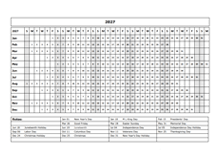 2027 Calendar Template Year At A Glance