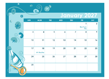 2027 Colorful Kids Monthly Calendar