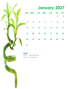 2027 Editable Word Calendar Design Template