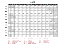 2027 Excel Calendar Project Timeline