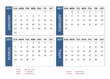 2027 Four Month Calendar with India Holidays