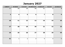 2027 Free Blank Calendar
