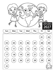 2027 Kids Coloring Book Calendar