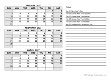 2027 Mexico Quarterly Calendar with Holidays