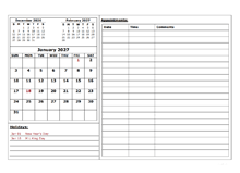 2027 Monthly Appointment Calendar Template