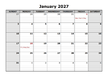 2027 Monthly Calendar with Daily Notes