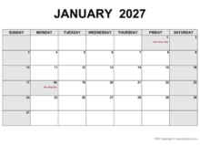 2027 Monthly Calendar PDF