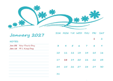 2027 Monthly Calendar Template Kindergarten