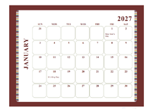 2027 Calendar Template Large Boxes