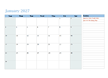 2027 Monthly OneNote Calendar