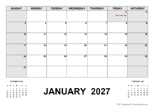 2027 Monthly Planner with France Holidays