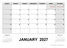2027 Monthly Planner with Thailand Holidays